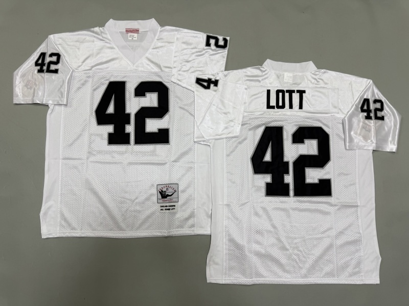 Men 2025 Nike Oakland Raiders #42 Lott white Throwback Limited NFL Jersey style 001